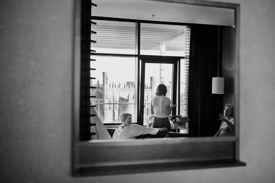 Bride getting ready at Glass House Hotel