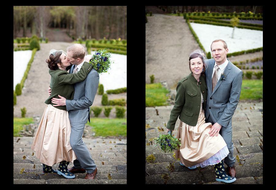 Edinburgh wedding photographer capturing beautiful portraits of bride and groom at Cringletie House