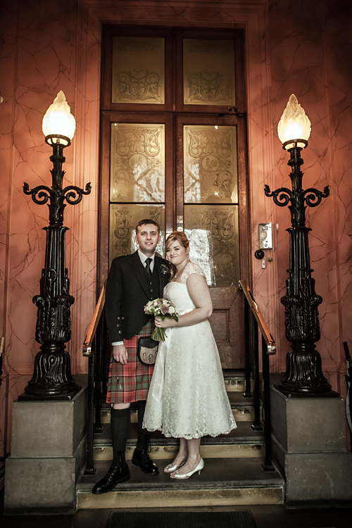 Bride and groom at Royal College of Physicians of Edinburgh