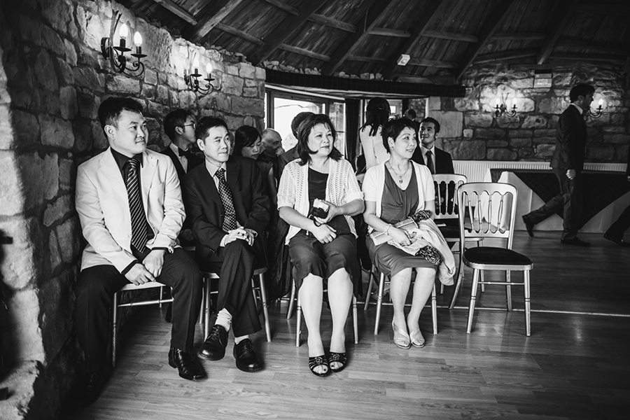 Guests waiting for  the wedding ceremony at Harburn House