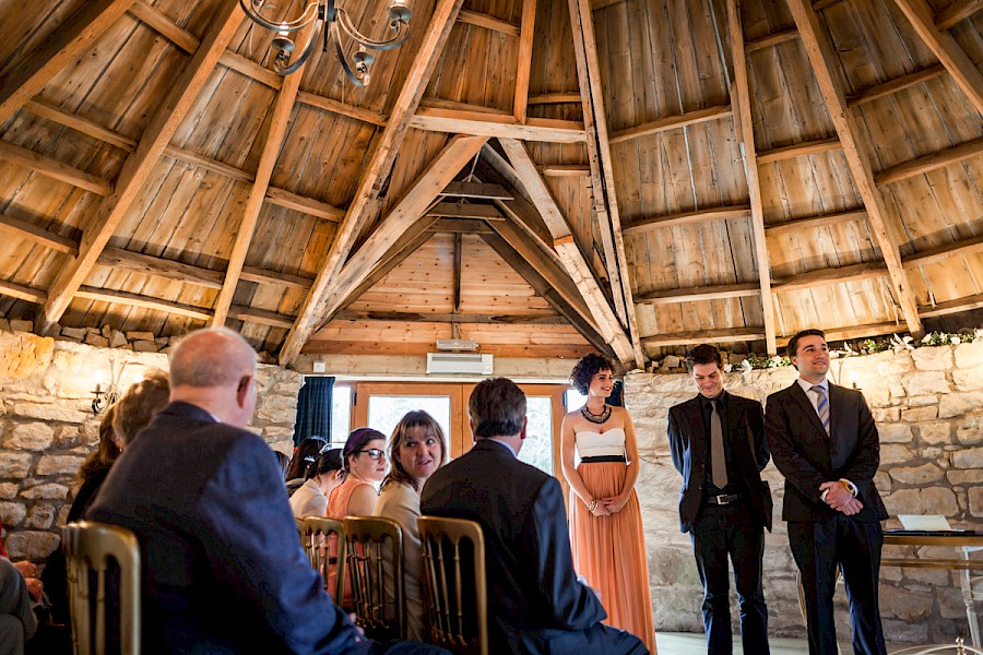 Groom waiting for his bride at Harburn House wedding ceremony