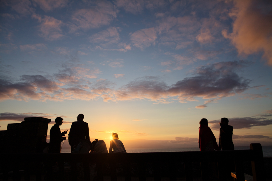 Guests enjoying the sunset at Culzean Castle Wedding