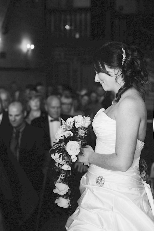 Lovely natural portrait of the bride at the wedding ceremony at Dalhousie Castle