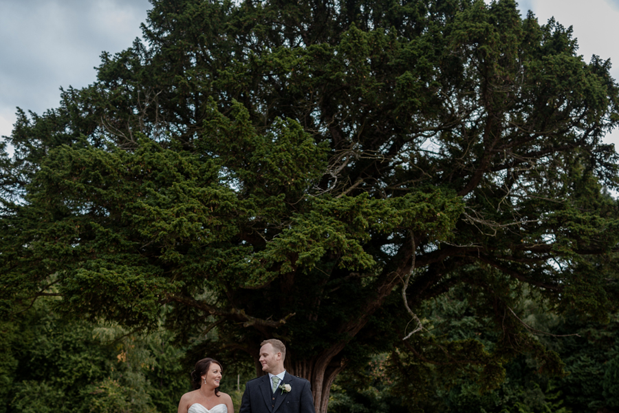 Bride and groom portraits at Dalhousie Castle