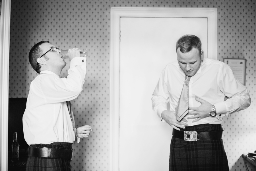 Groom getting ready at Dalhousie Castle