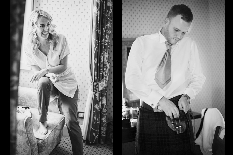 Groom getting his kilt on