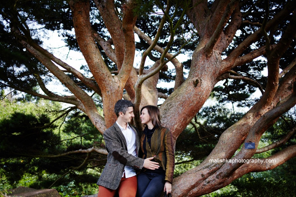 Lovely trees and one happy couple