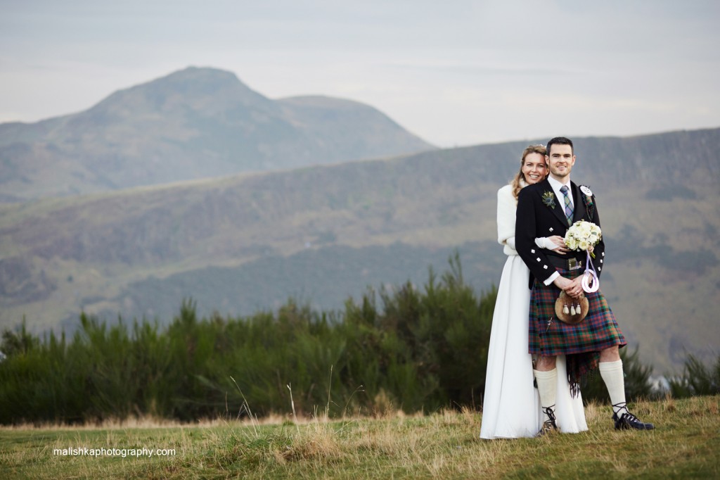 Bride and groom at Calton Hill