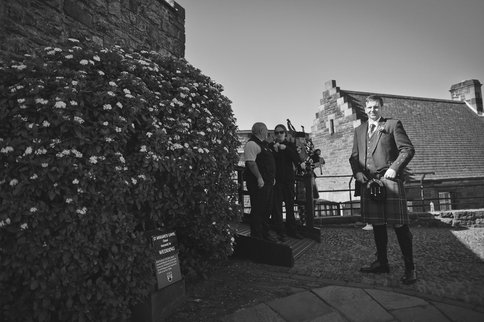 Groom at Edinburgh Castle wedding