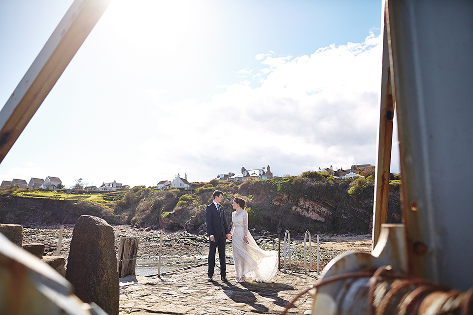 Amazing wedding photography in Crail Harbour in Scotland