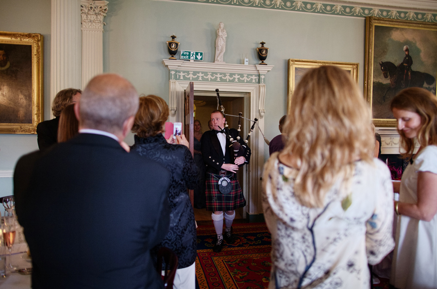 Piper leading the bride and groom at Culzean Castle Wedding