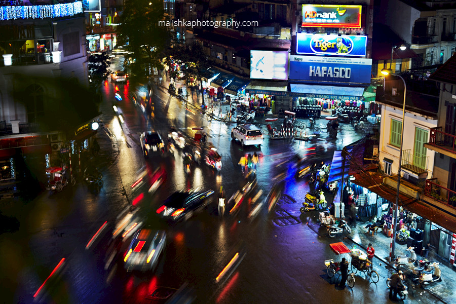 Hanoi traffic at night