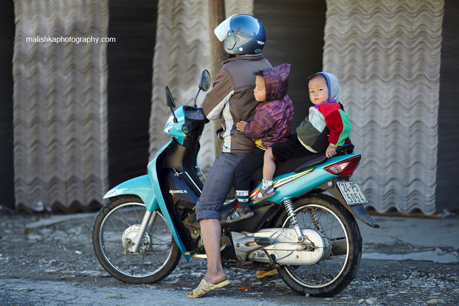 Vietnamese family on the motorbike