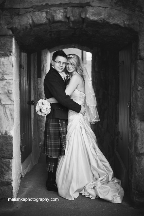 Bride and groom portraits in Orocco Pier in South Queensferry