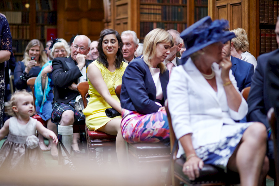Guests awaiting for civil partnership ceremony at Royal College of Physicians in Edinburgh