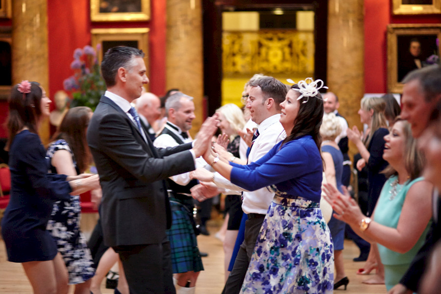 Wedding guests dancing at Royal College of Physicians in Edinburgh