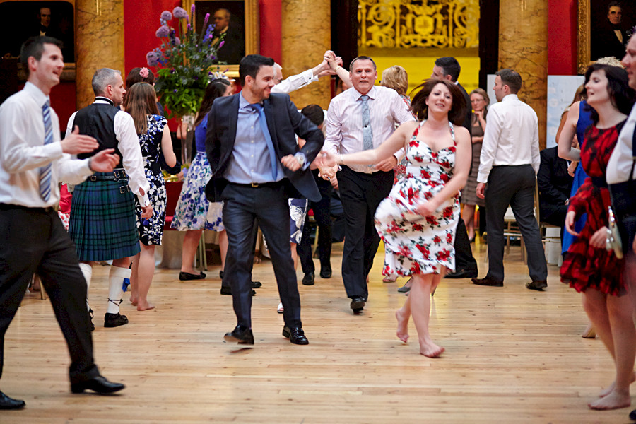 Guests dancing during wedding at Royal College of Physicians in Edinburgh