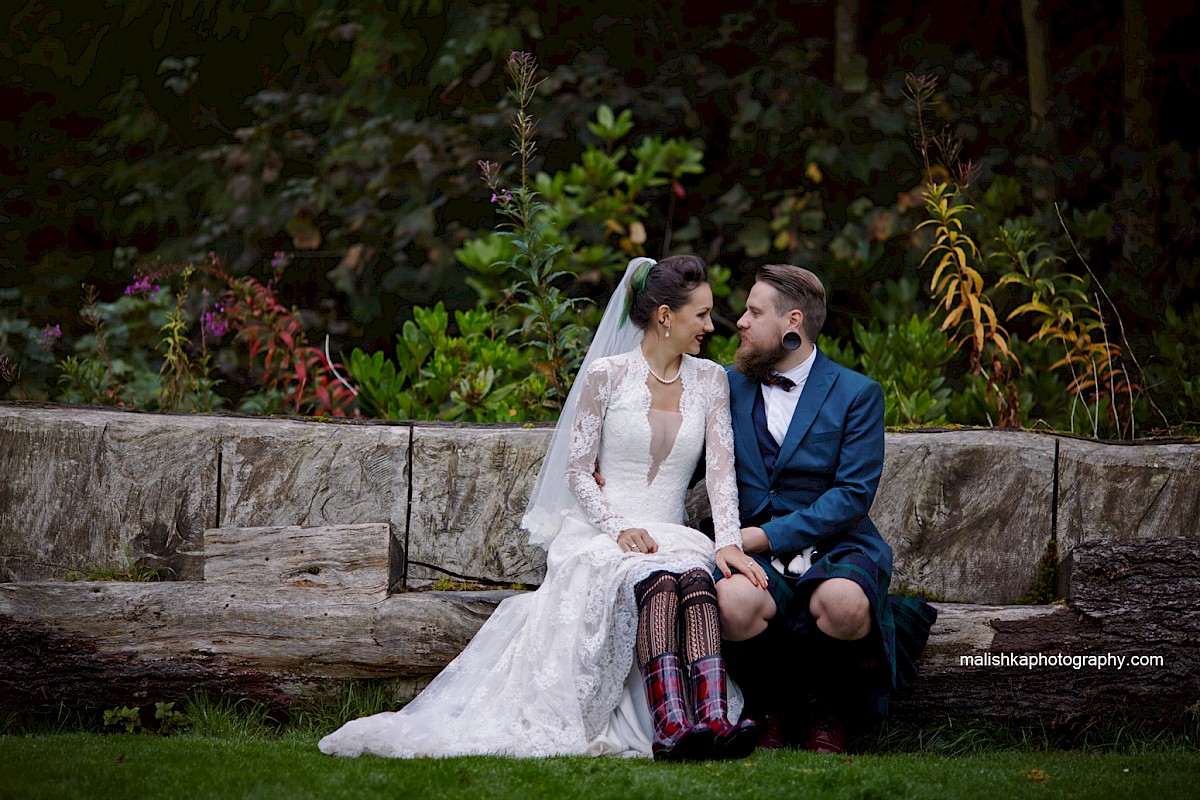 Dalhousie Castle grounds for photos of bride and groom