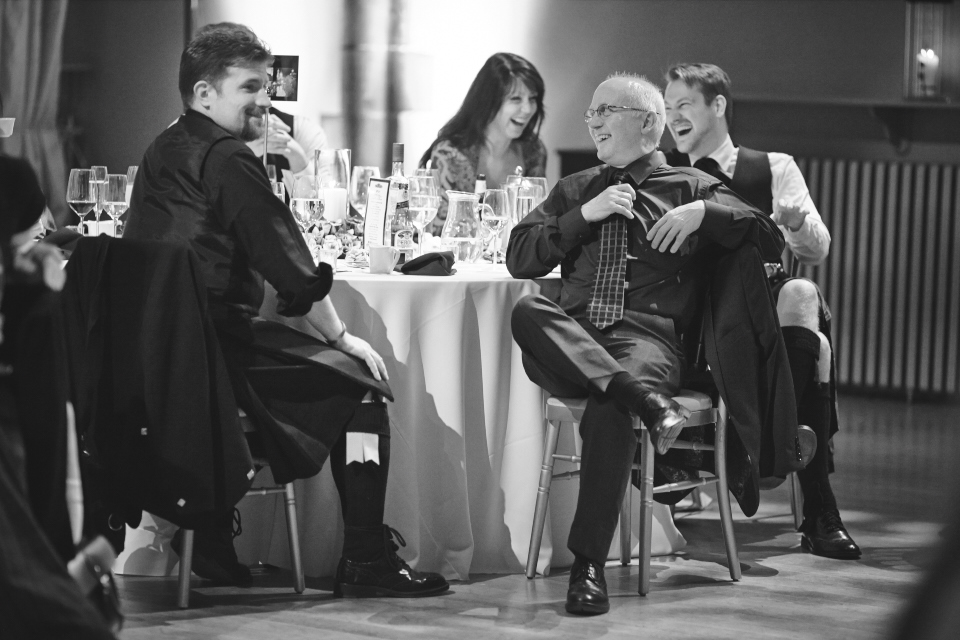 Guests at wedding at Mansfield Traquair in Edinburgh