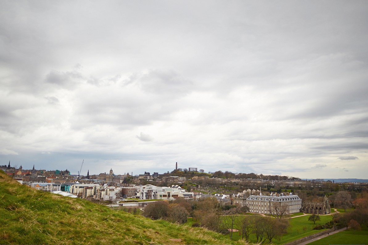 View at Holyrood Palace from Salisbury crags, Edinburgh