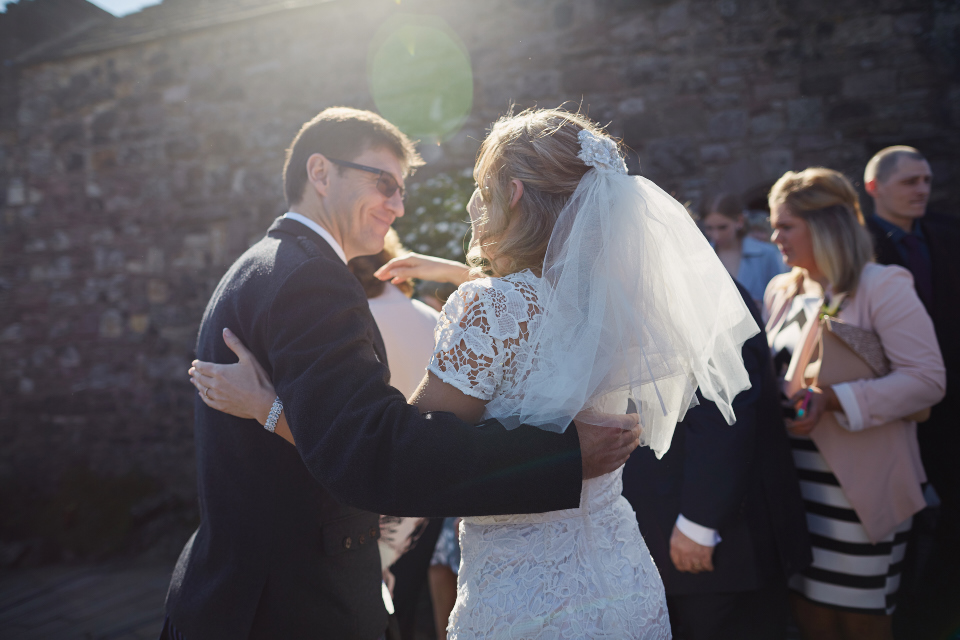 happy moments after Edinburgh Castle wedding ceremony