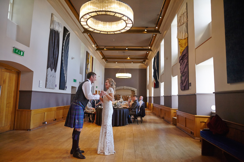 First dance at Edinburgh Castle relaxed wedding