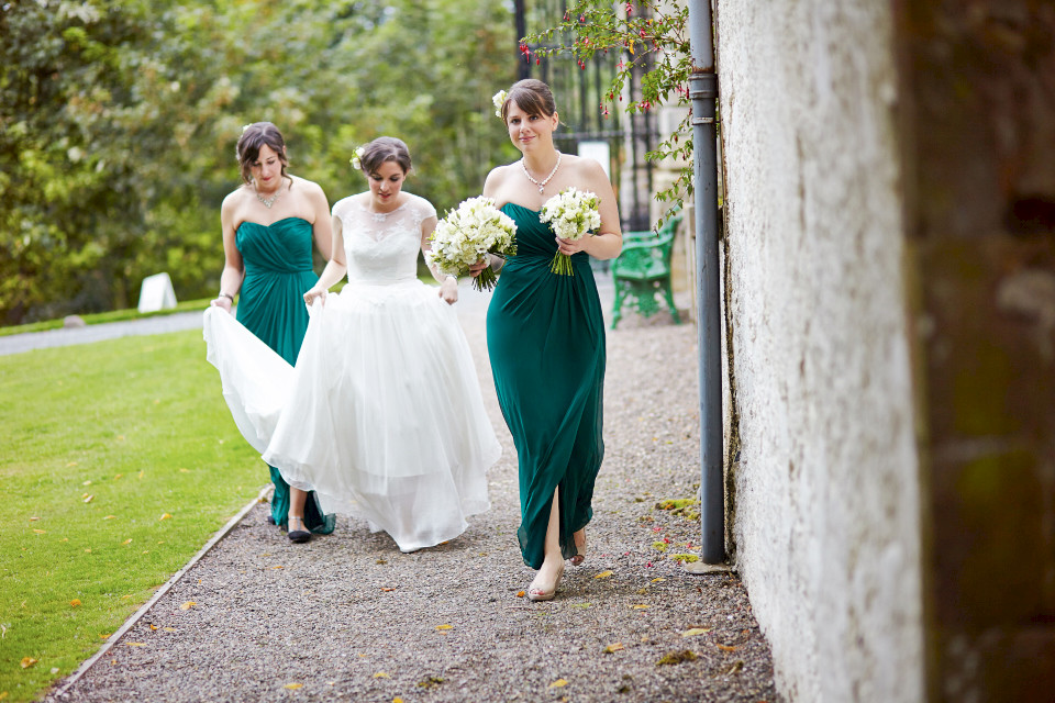 Bride on her way to the Traquair House wedding ceremony