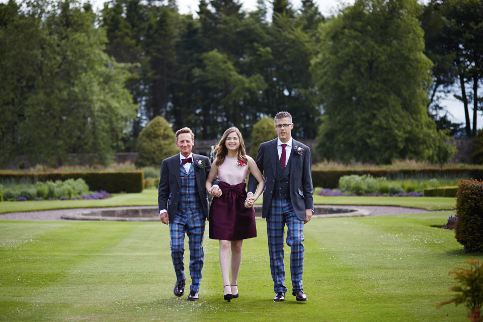 Two grooms wedding Kinross House gardens