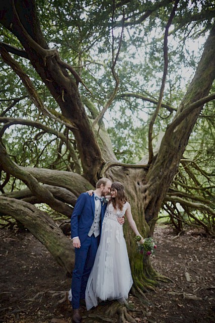 Bride and groom amongst Scotland’s oldest yew trees