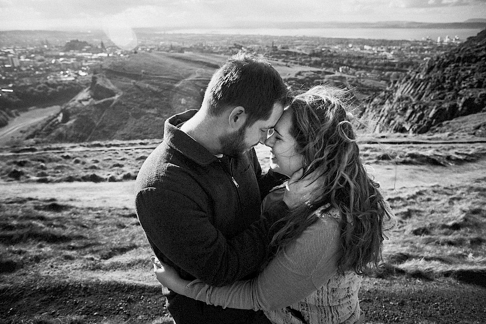Romantic couple session photos at Arthur's Seat